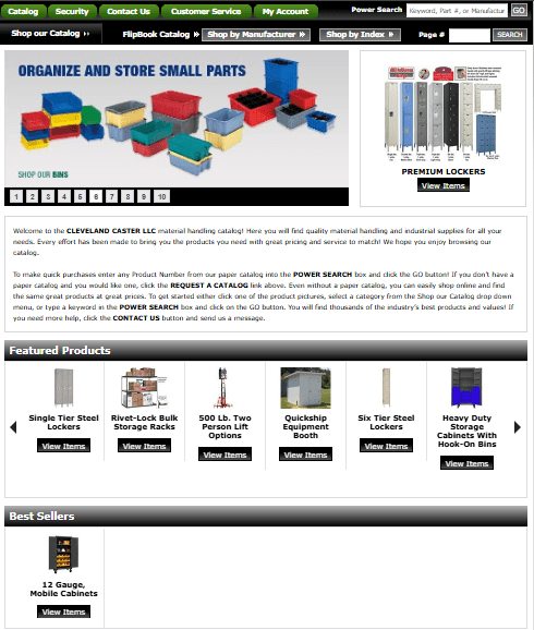 Catalog page with lockers and storage bins.